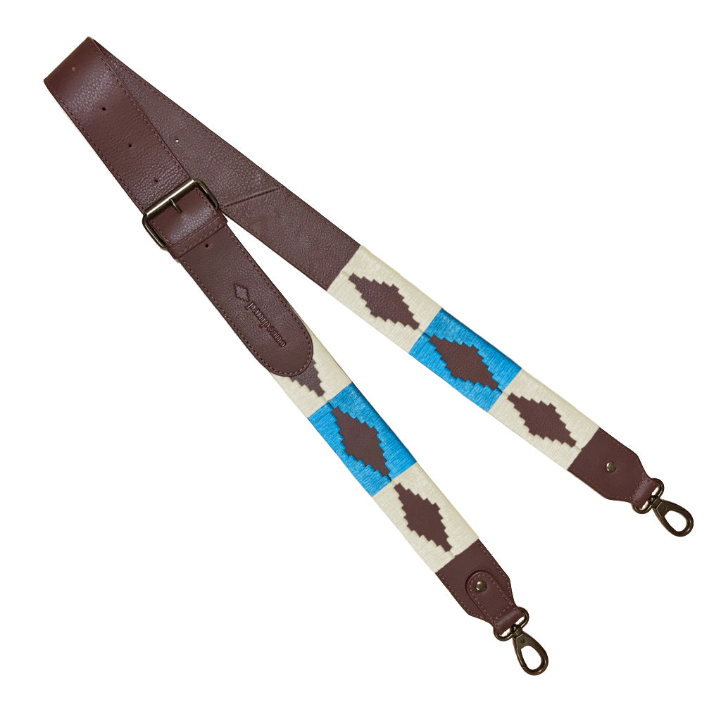 4.5cm Standard Stitched Cream and Blue Leather Strap