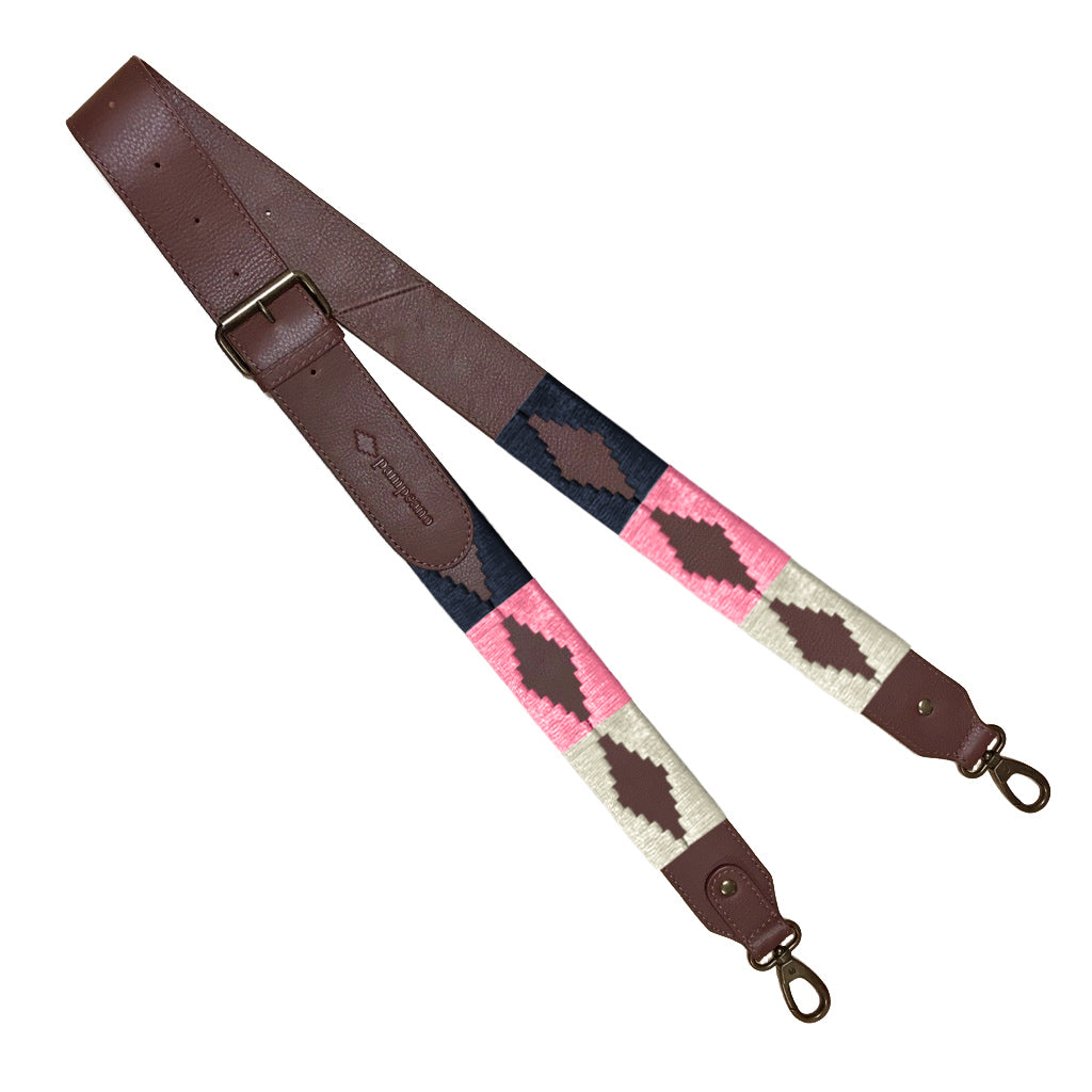4.5cm Standard Stitched Navy, Pink and Cream Leather Strap