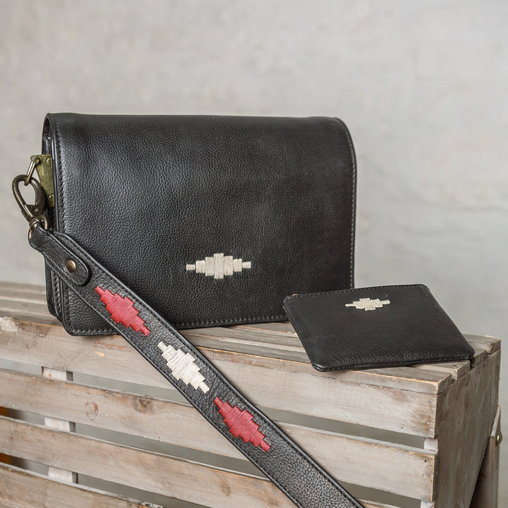 'Estilo' Crossbody Bag - Black Leather - pampeano UK