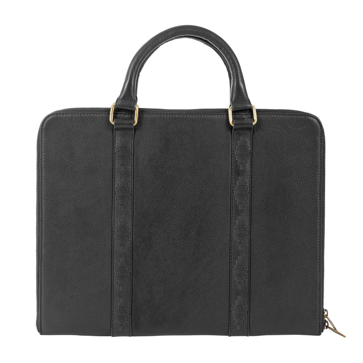 'Clara' Briefcase - Black Leather - pampeano UK