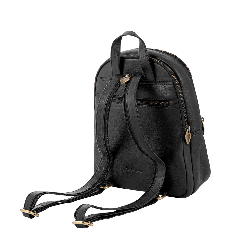 'Viajera' Small Backpack - Black Leather - pampeano UK