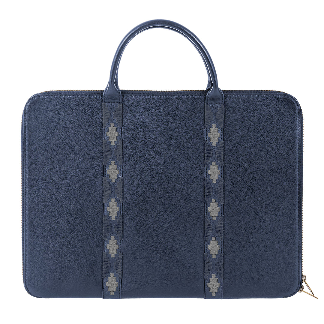 'Empresario' Briefcase - Navy Leather - pampeano UK