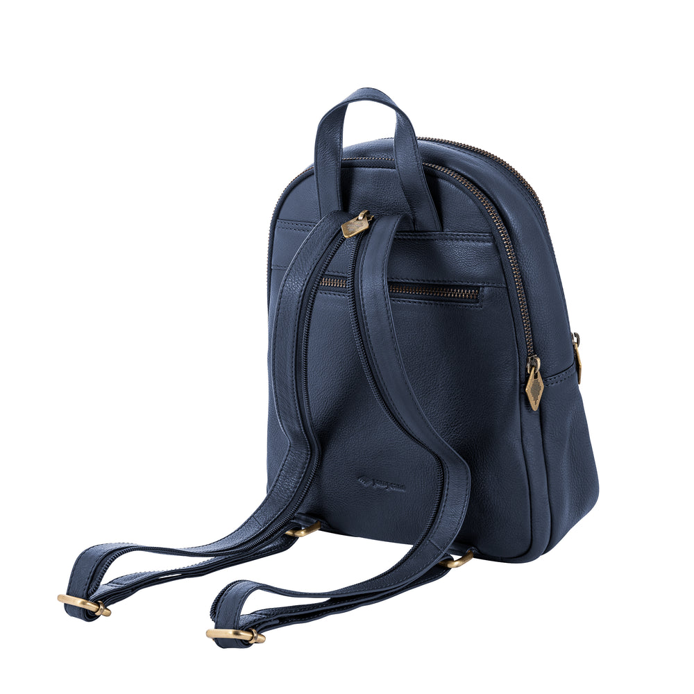 'Viajera' Small Backpack - Navy Leather - pampeano UK