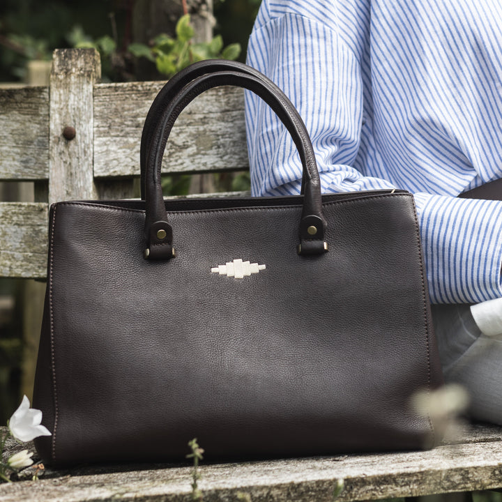 'Diversa' Satchel Bag - Black Leather - pampeano UK