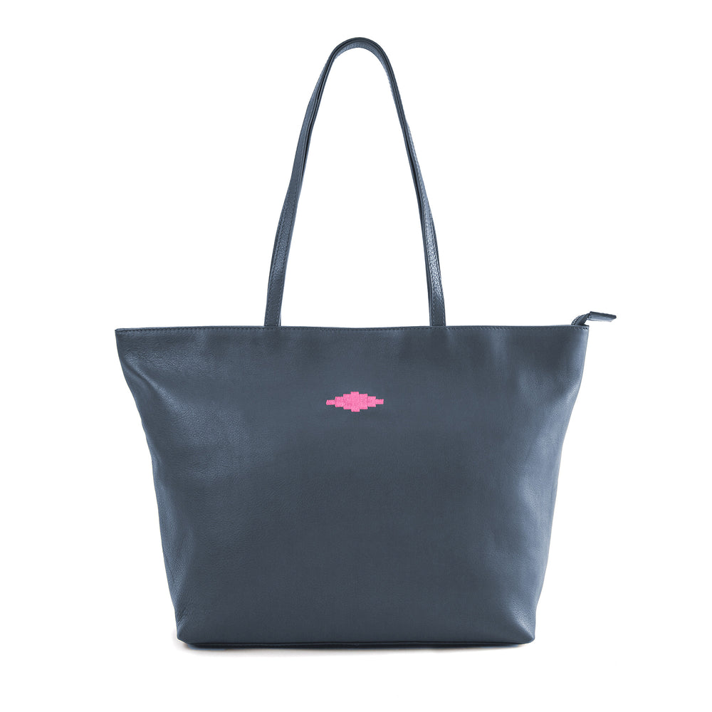 'Trapecio' Tote Bag - Navy Leather - pampeano UK