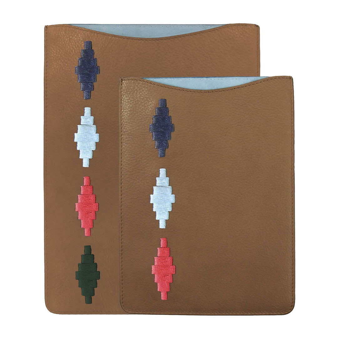 'Vaina' Tan Leather iPad Sleeve with Multi Stitching - iPad Pro 10.5" or Mini - pampeano UK