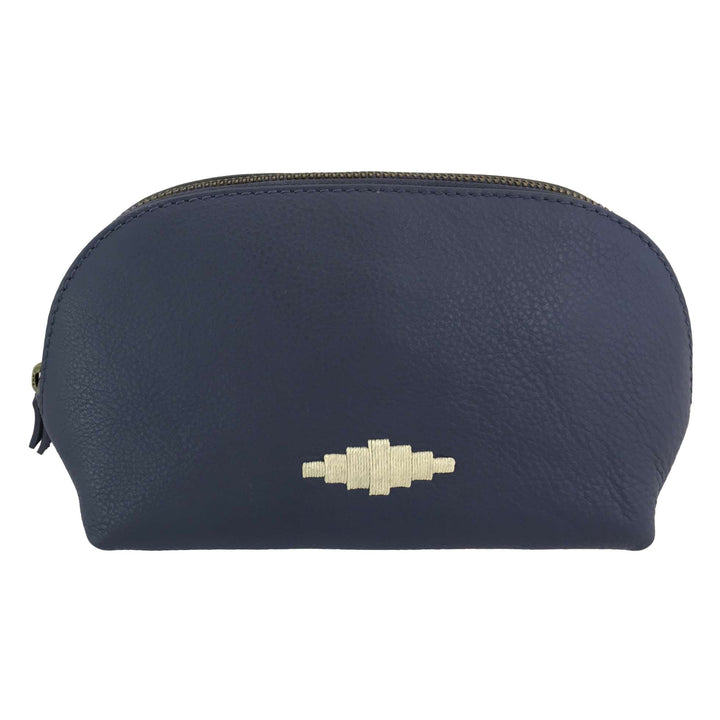 'Brillo' Cosmetic Bag - Navy Leather - Pampeano UK
