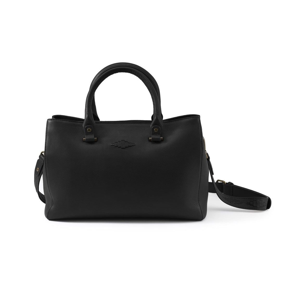 'Diversa' Satchel Bag - Black Leather - Pampeano UK