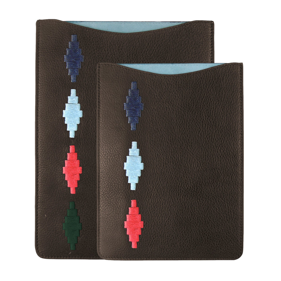 'Vaina' Brown Leather iPad Sleeve with Multi Stitching - iPad Pro 10.5" or Mini - pampeano UK