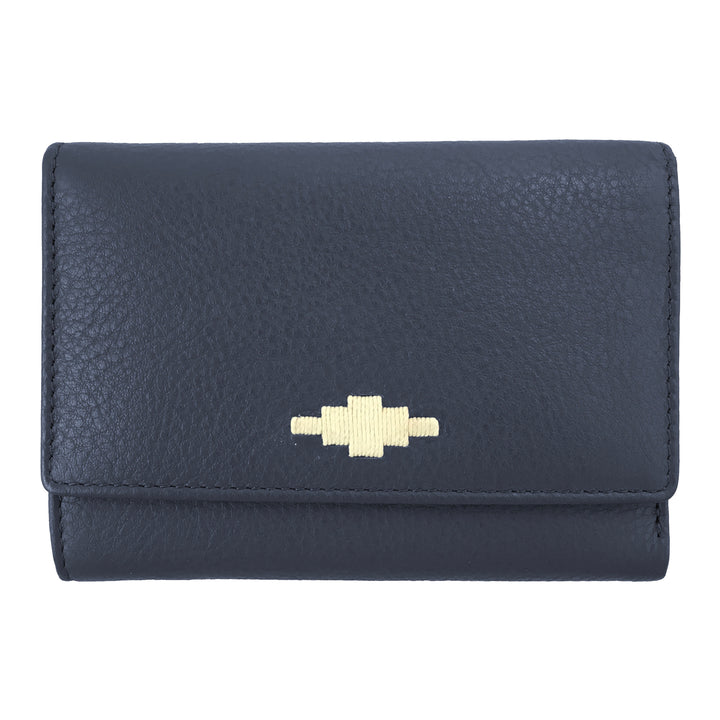 'Chica' Trifold Purse - Navy Leather - pampeano UK