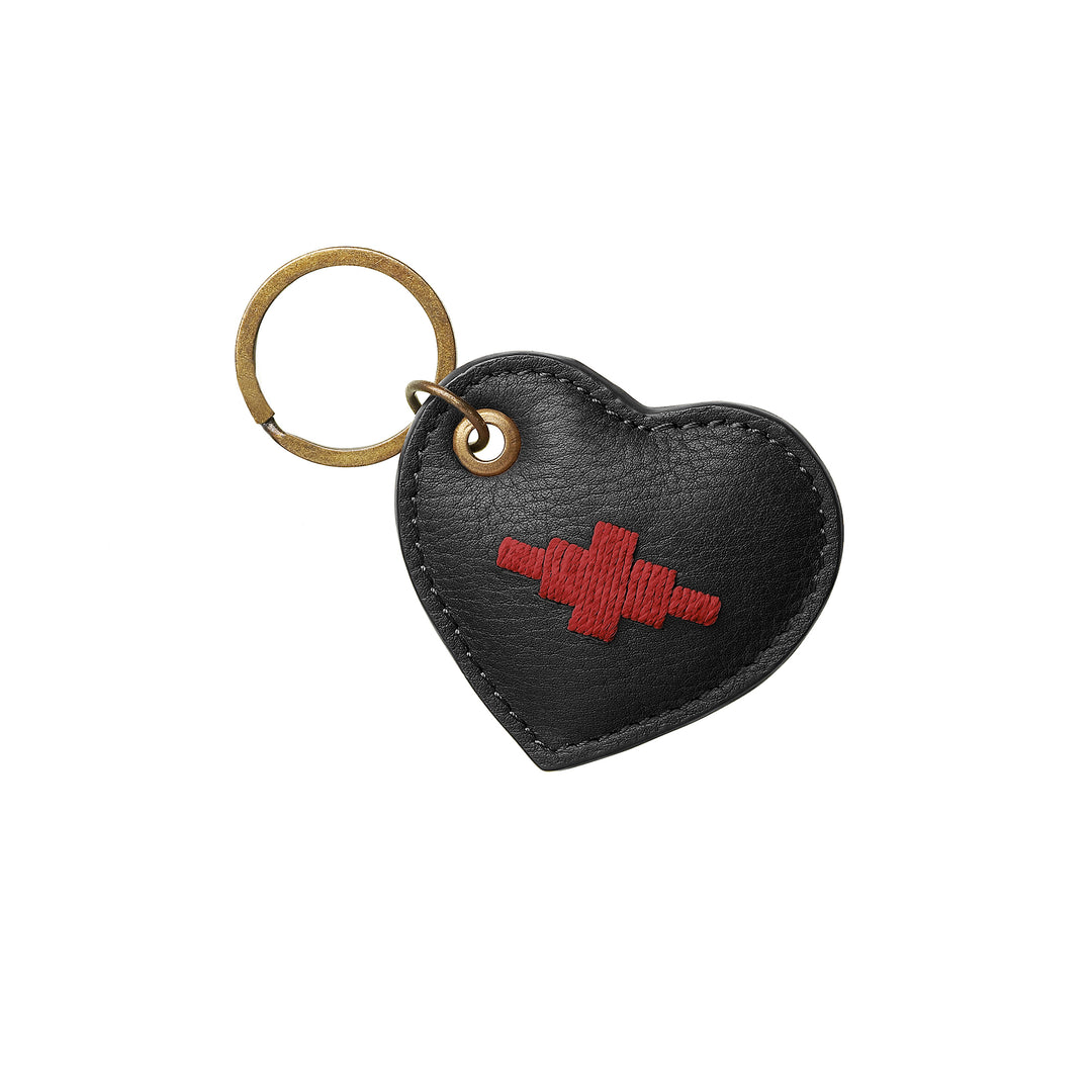 'Vida' Heart Keyring - Black Leather - pampeano UK