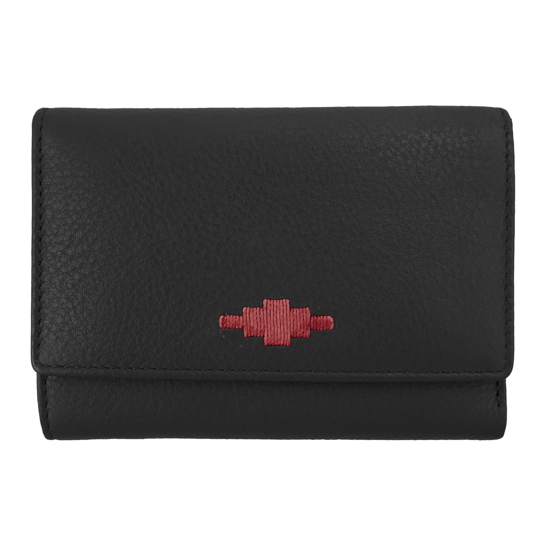'Chica' Trifold Purse - Black Leather - pampeano UK