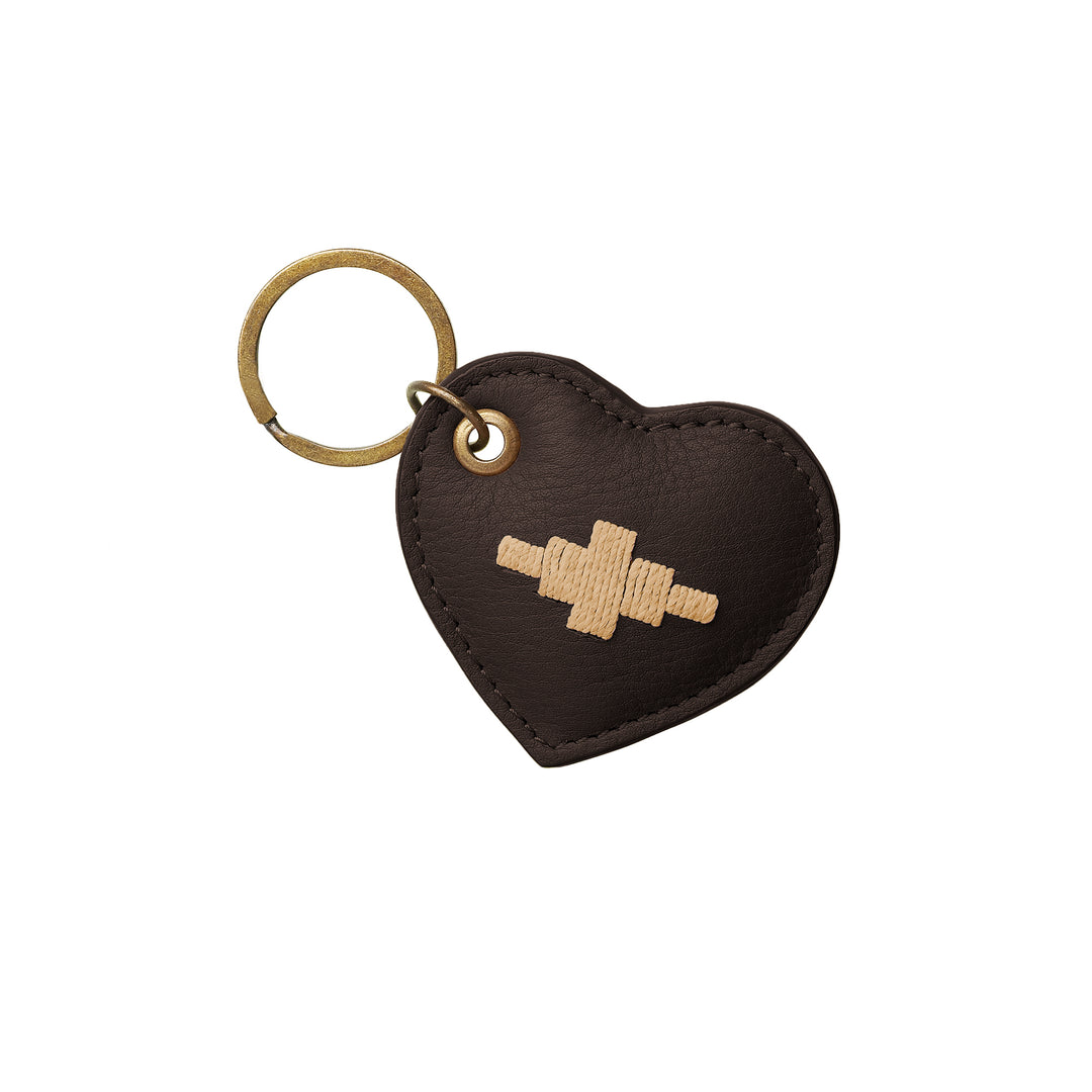 'Vida' Heart Keyring - Brown Leather - pampeano UK