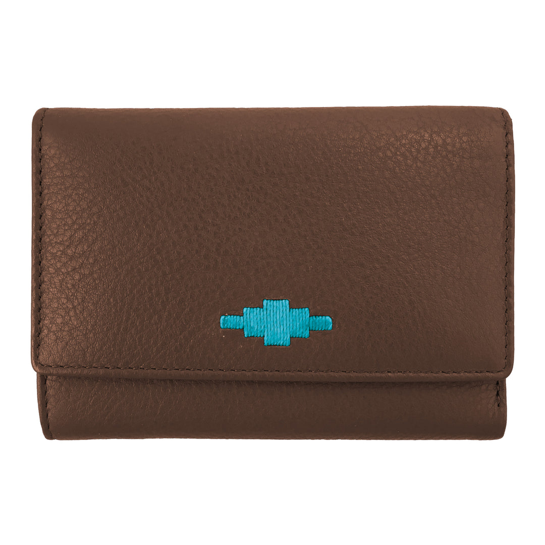 'Chica' Trifold Purse - Brown Leather - pampeano UK