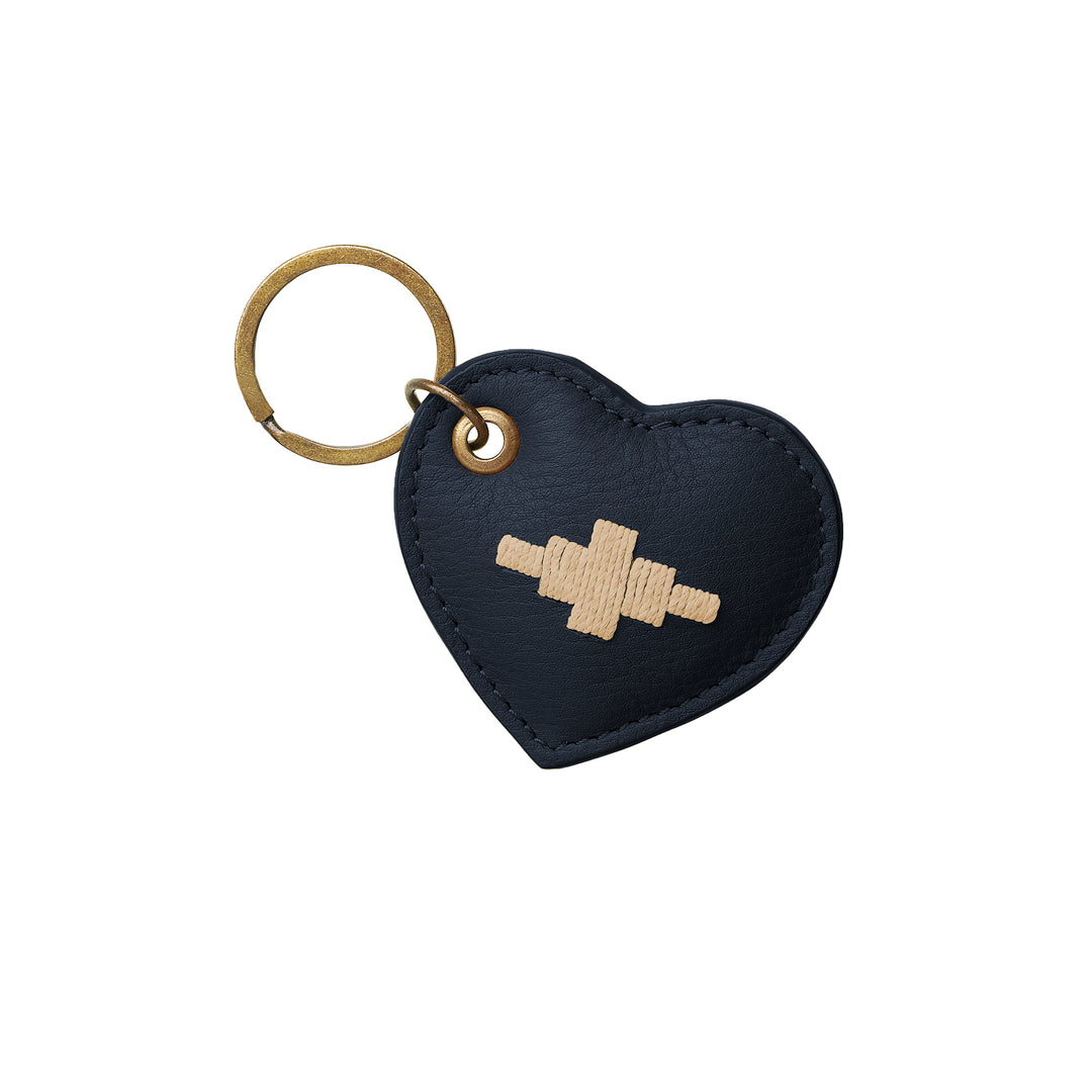 'Vida' Heart Keyring - Navy Leather - pampeano UK