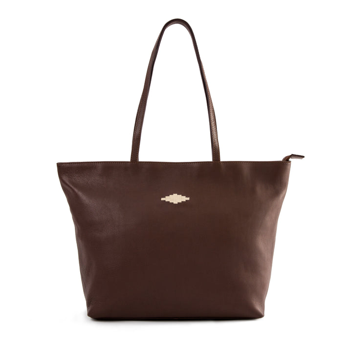 'Trapecio' Tote Bag - Brown Leather - pampeano UK